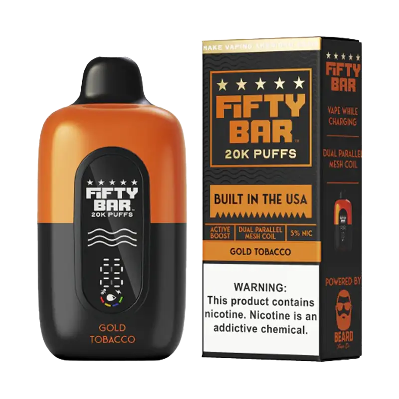 Fifty Bar V2 20K Disposable – Gold Tobacco