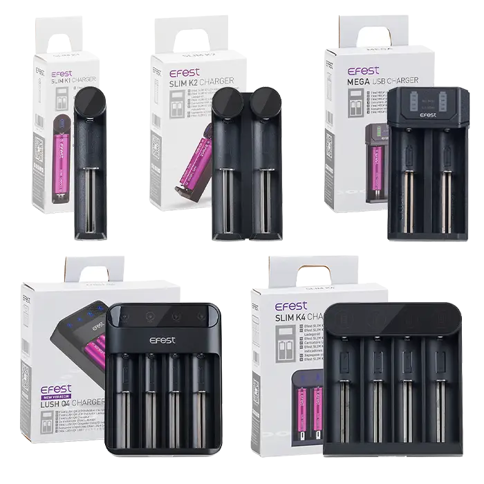 Efest Lithium-Ion Battery Chargers – 1-Bay, 2-Bay & 4-Bay Models